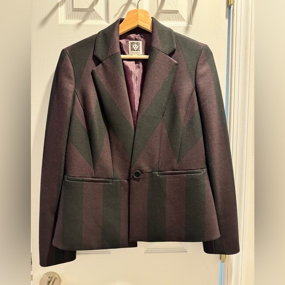 Anne Klein black and purple peplum blazer - Picture 1 of 4